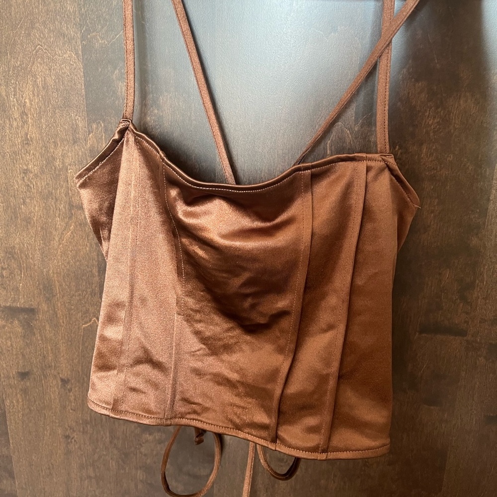 Brown satin top